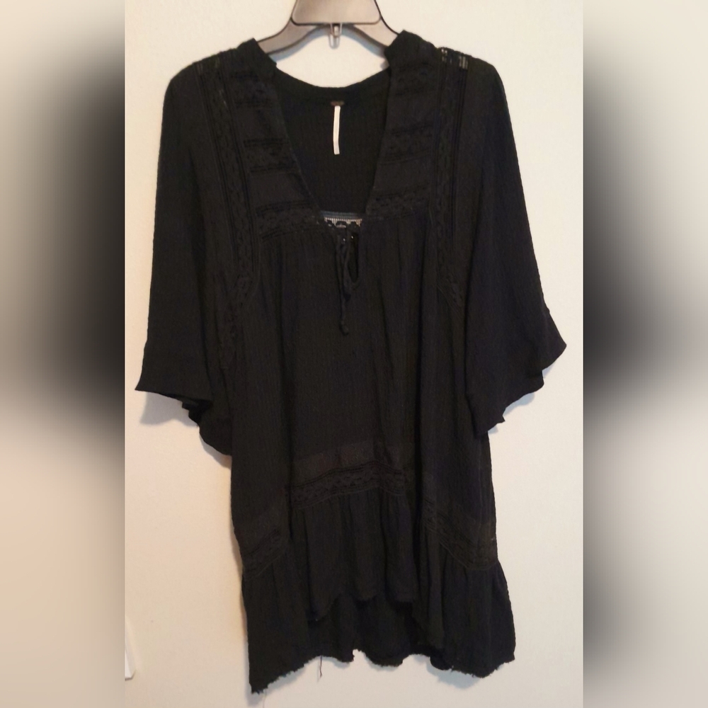 Free People Black High Low Dress with Tie Front - Picture 3 of 4